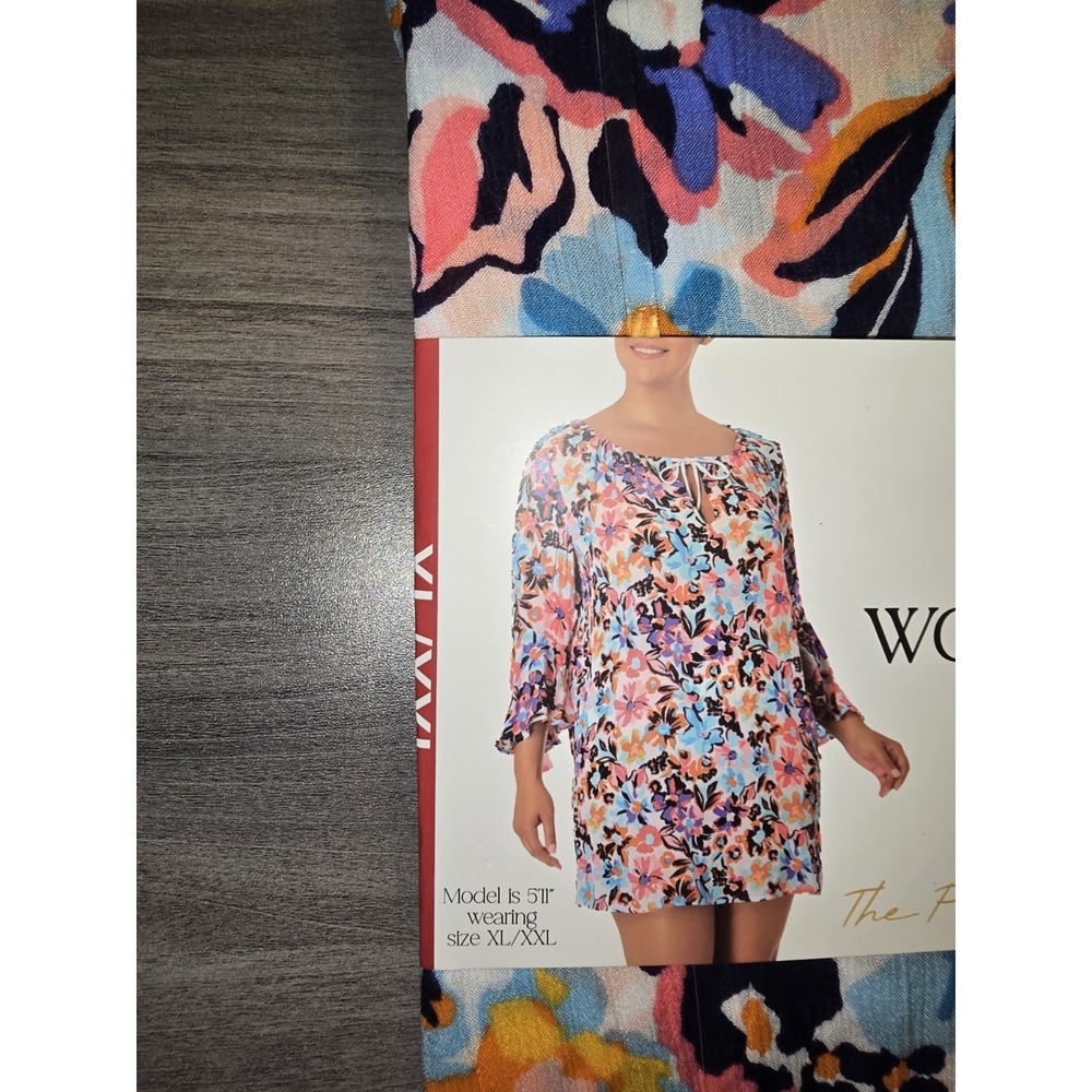 NWT Anne Cole Limited Edition Womens Floral V Neck Swim Cover Up Sz XL / XXL - Picture 4 of 6